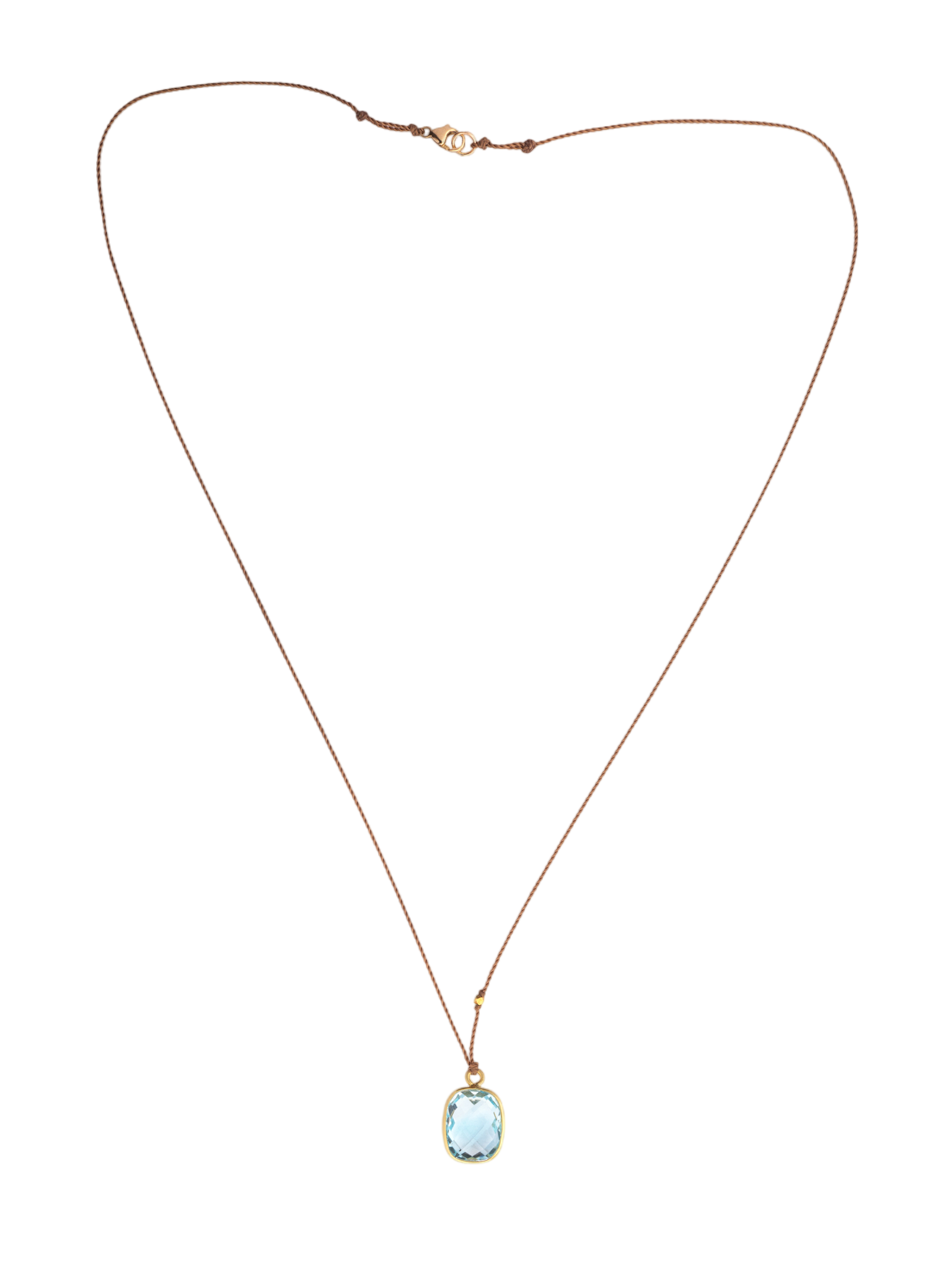 Blue topaz window and 18kt bead necklace